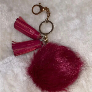 Luxury  pink pompoms keychain